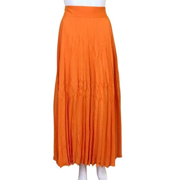 Ramy Brook Women's Lace Details High Waist Maxi Skirt Orange Sz 4 - Picture 1 of 4